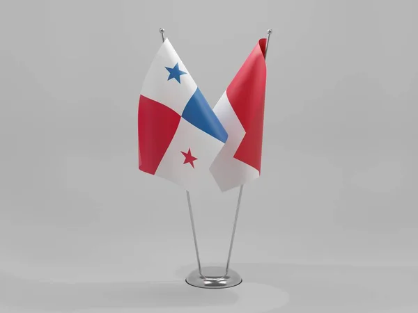 Indonesia Banderas Cooperación Panamá Fondo Blanco Render — Foto de Stock