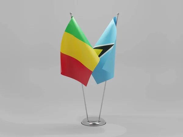 Σημαίες Συνεργασίας Αγίας Λουκίας Μάλι Λευκό Φόντο Render — Φωτογραφία Αρχείου