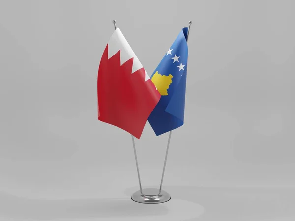 Σημαίες Συνεργασίας Κοσσυφοπεδίου Μπαχρέιν Λευκό Φόντο Render — Φωτογραφία Αρχείου