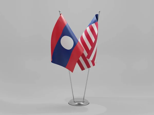 Liberia Laos Flagi Współpracy Białe Tło Render — Zdjęcie stockowe