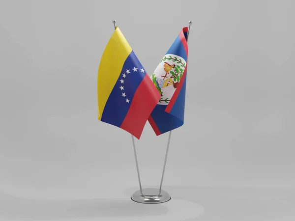 Belize Wenezuela Flagi Współpracy Białe Tło Render — Zdjęcie stockowe