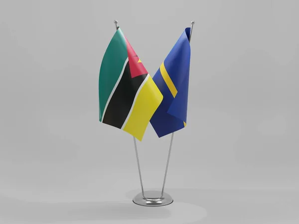 Nauru Mozambik Flagi Współpracy Białe Tło Render — Zdjęcie stockowe