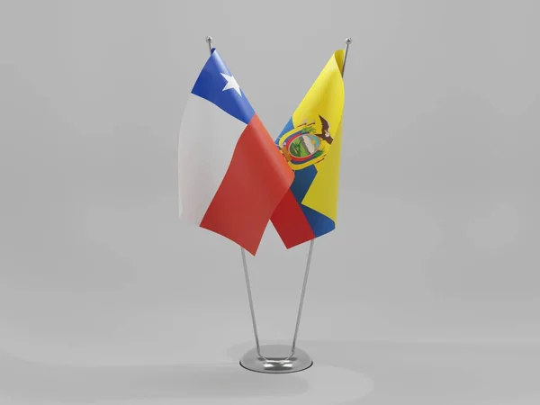 Banderas Cooperación Ecuador Chile Fondo Blanco Render — Foto de Stock
