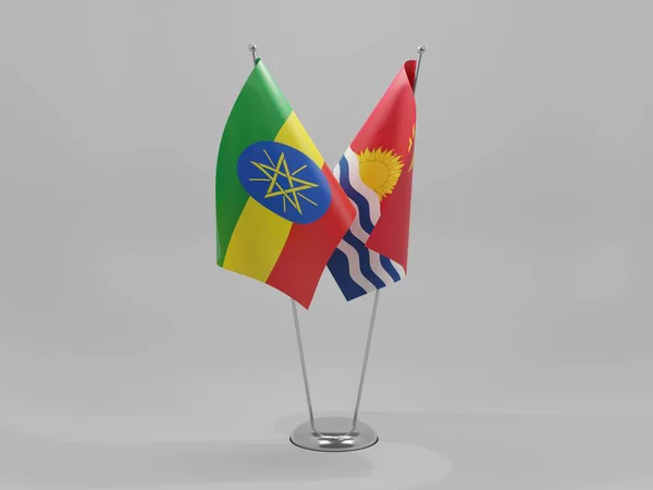 Kiribati Etiopía Banderas Cooperación Fondo Blanco Render — Foto de Stock