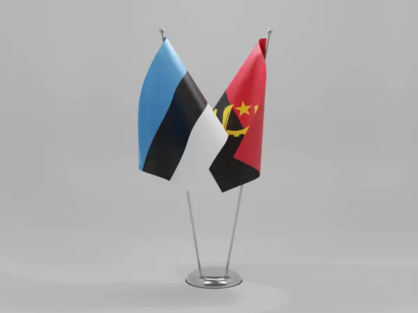 Angola Estonia Banderas Cooperación Fondo Blanco Render —  Fotos de Stock