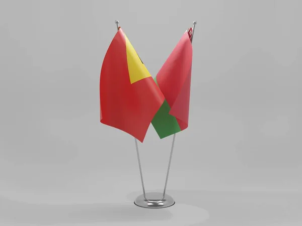 Bielorrússia Timor Leste Bandeiras Cooperação Fundo Branco Render — Fotografia de Stock