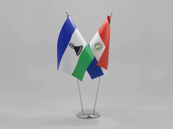 Paraguay Lesotho Cooperation Flags White Background Render — Stock Photo, Image