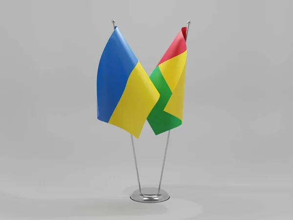 Γουινέα Μπισάου Ουκρανία Σημαίες Συνεργασίας Λευκό Φόντο Render — Φωτογραφία Αρχείου