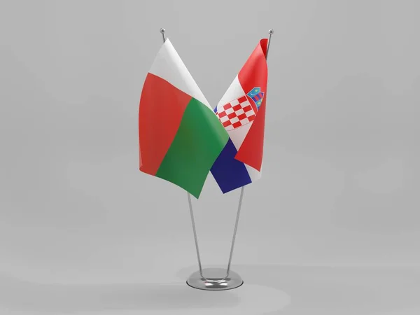 Croatia Madagascar Cooperation Flags White Background Render — Stock Photo, Image
