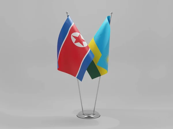 르완다 North Korea Cooperation Flags White Background Render — 스톡 사진