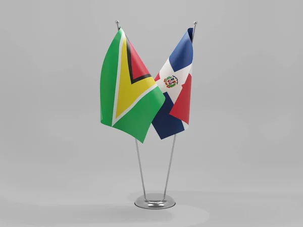 Dominik Cumhuriyeti Guyana Şbirliği Bayrakları Beyaz Arkaplan Render — Stok fotoğraf