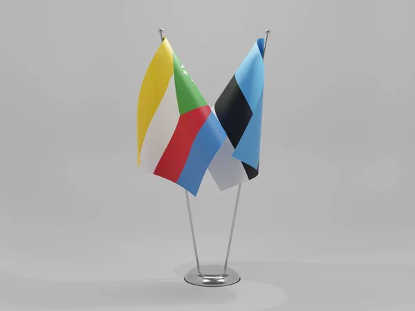 Estonia Comoros Cooperation Flags White Background Render — Stock Photo, Image