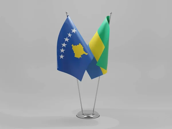 Gabon Drapeaux Coopération Kosovo Fond Blanc Render — Photo