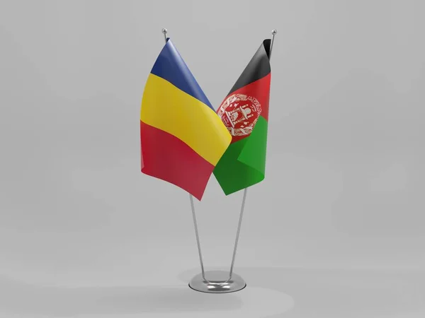 Αφγανιστάν Τσαντ Σημαίες Συνεργασίας Λευκό Φόντο Render — Φωτογραφία Αρχείου