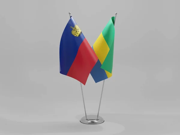 Gabon Lichtenštejnsko Spolupráce Vlajky Bílé Pozadí Vykreslování — Stock fotografie