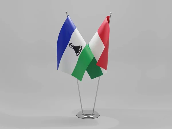 Macaristan Lesotho Şbirliği Bayrakları Beyaz Arkaplan Render — Stok fotoğraf