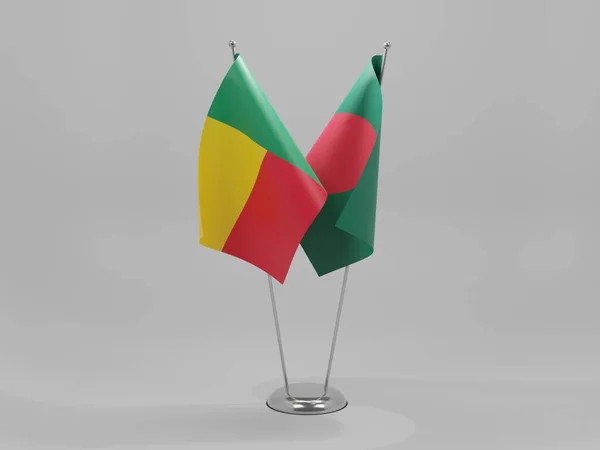 Bangladéš Beninské Vlajky Spolupráce Bílé Pozadí Vykreslování — Stock fotografie