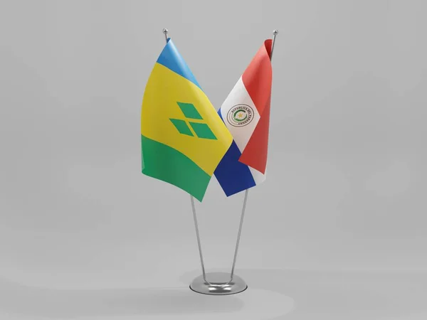 Paraguay Drapeaux Coopération Saint Vincent Les Grenadines Fond Blanc Render — Photo