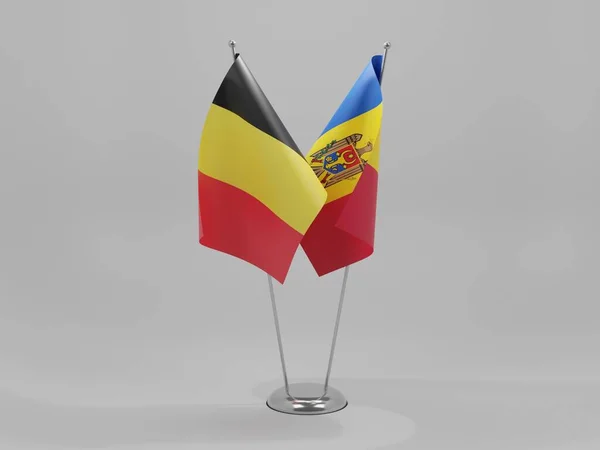 Moldova Belgium Együttműködési Zászlók Fehér Háttér Render — Stock Fotó