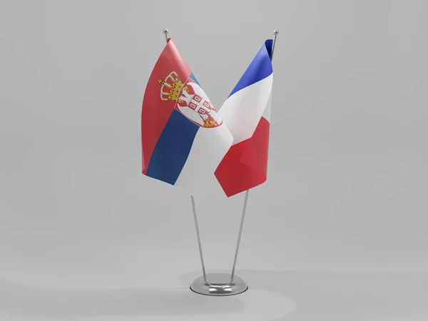 France Serbia Cooperation Flags White Background Render — Stock Photo, Image