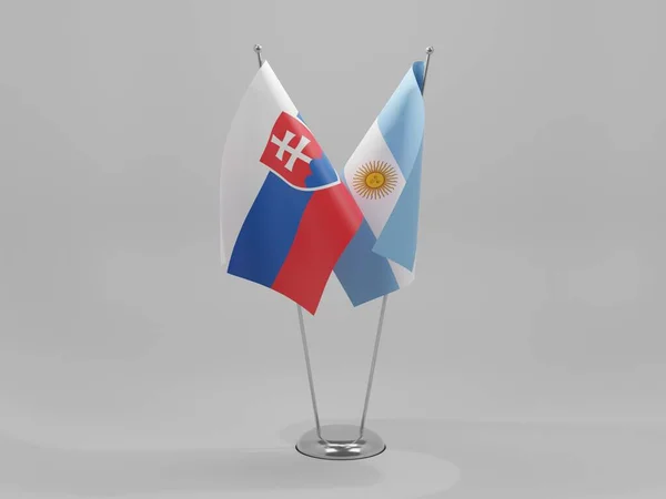 Аргентина Словаччина Прапори Співробітництва Білий Фон Рендер — стокове фото