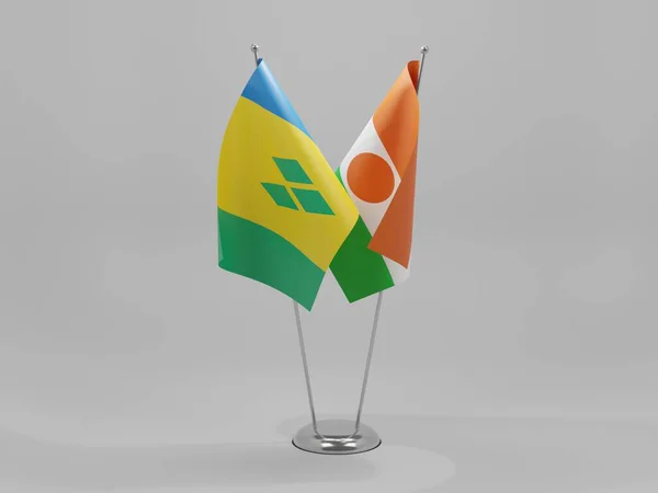 Niger Drapeaux Coopération Saint Vincent Les Grenadines Fond Blanc Render — Photo