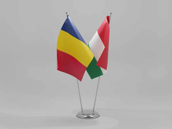 Hungria Bandeiras Cooperação Chade Fundo Branco Render — Fotografia de Stock