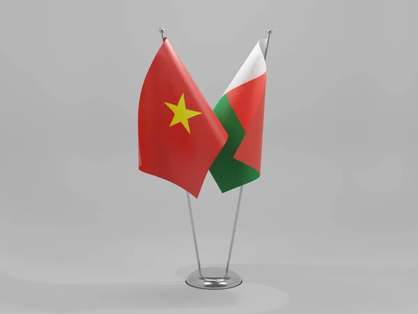 Madagaszkár Vietnam Együttműködési Zászlók Fehér Háttér Render — Stock Fotó