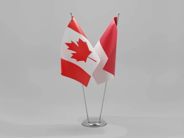 Monaco Kanada Kooperationsflaggen Weißer Hintergrund Render — Stockfoto