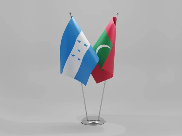 Maldivas Banderas Cooperación Honduras Fondo Blanco Render — Foto de Stock