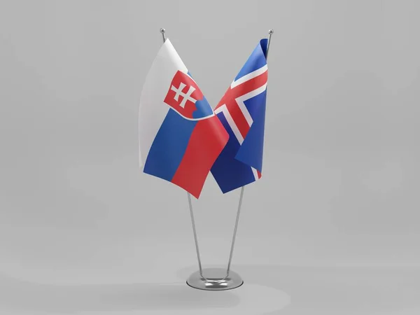 Island Slovakien Flaggor För Samarbete Vit Bakgrund Render — Stockfoto