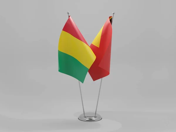 Timor Oriental Banderas Cooperación Guinea Fondo Blanco Render —  Fotos de Stock