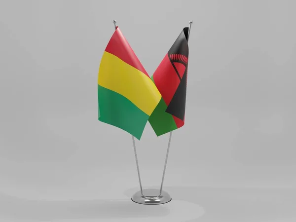 Malawi Guinea Kooperationsfahnen Weißer Hintergrund Render — Stockfoto