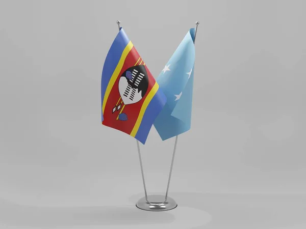 Σημαίες Συνεργασίας Μικρονησίας Σουαζιλάνδης Λευκό Φόντο Render — Φωτογραφία Αρχείου