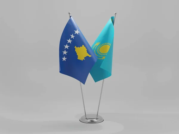 Kazakhstan Drapeaux Coopération Kosovo Fond Blanc Render — Photo