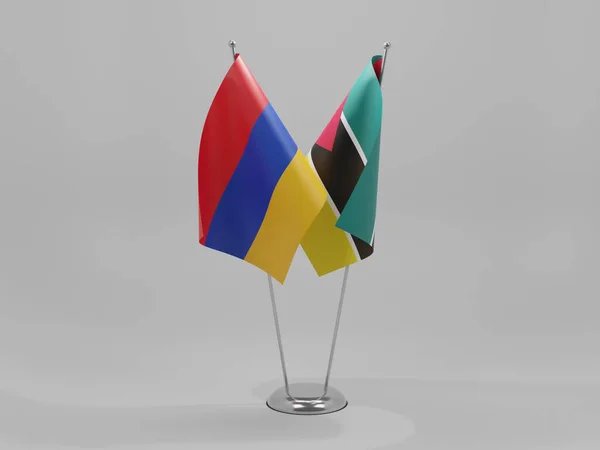 Moçambique Arménia Bandeiras Cooperação Fundo Branco Render — Fotografia de Stock