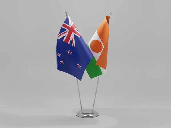 Niger Nieuw Zeelandse Samenwerking Vlaggen Witte Achtergrond Render — Stockfoto