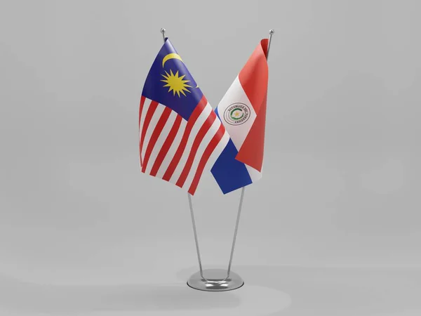 파라과이 Malaysia Cooperation Flags White Background Render — 스톡 사진