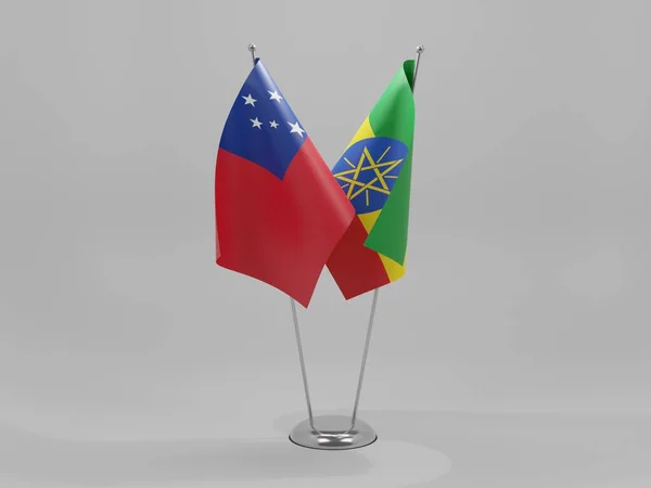 エチオピア サモア協力旗 白い背景 3Dレンダリング — ストック写真