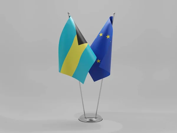 European Union Bahamas Cooperation Flags White Background Render — стокове фото