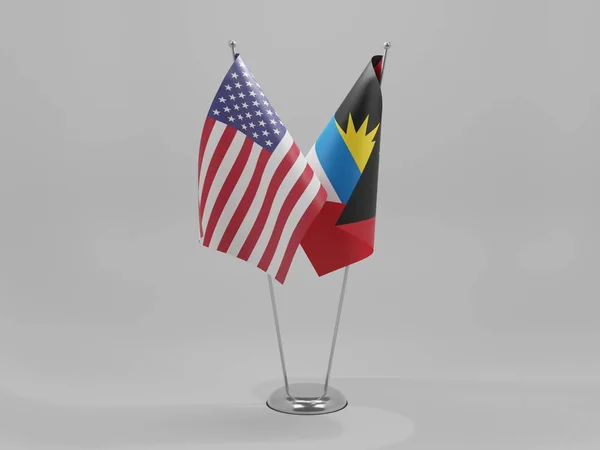 Antígua Barbuda Bandeiras Cooperação Dos Estados Unidos América Fundo Branco — Fotografia de Stock
