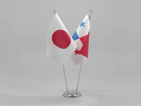 Bandeiras Cooperação Panamá Japão Fundo Branco Render — Fotografia de Stock