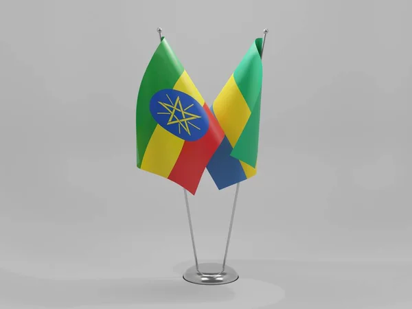 Gabon Ethiopia Cooperation Flags White Background Render — Stock Photo, Image