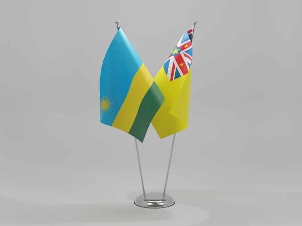 Niue Rwanda Cooperation Flags White Background Render — стокове фото