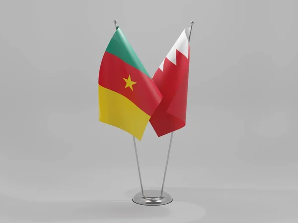 Bahrein Kamerun Együttműködés Zászlók Fehér Háttér Render — Stock Fotó