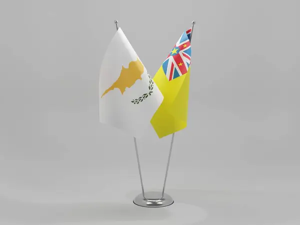 Niue Cyprus Cooperation Flags White Background Render — Stock Photo, Image