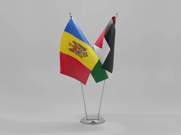 Jordania Moldavia Banderas Cooperación Fondo Blanco Render — Foto de Stock