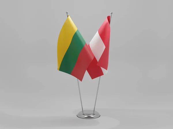 Österreich Litauen Kooperationsfahnen Weißer Hintergrund Render — Stockfoto
