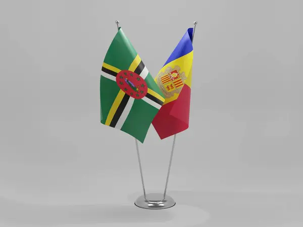 Andorra Dominica Cooperation Flags White Background Render — Stock Photo, Image