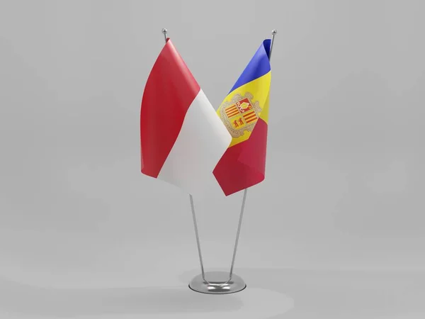 Andorra Banderas Cooperación Indonesia Fondo Blanco Render — Foto de Stock